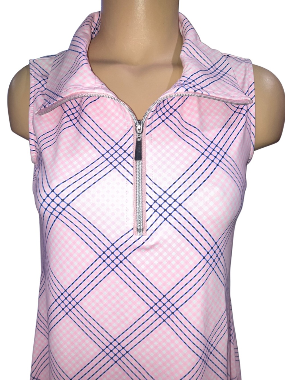 Lulu B Dress Pink Plaid Stretch Popover Mini Beach Tennis Golf Size Small NWOT - Picture 6 of 11